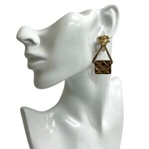 CHANEL Gold Logo Earrings